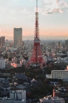 Photo, landscape, tokyo tower, evening, 