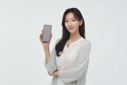 美しい女性のスマホ紹介の写真