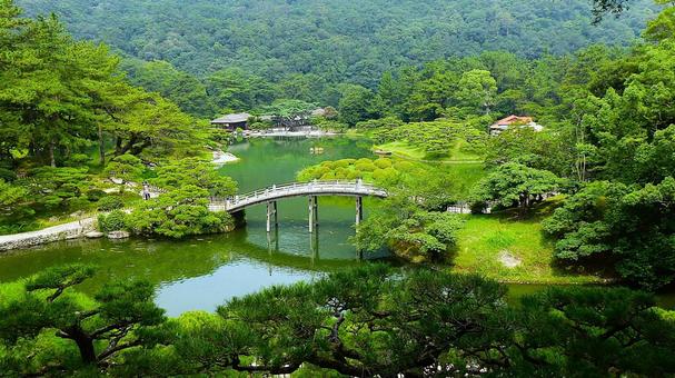 栗林公園 香川県,高松市,旅行の写真素材