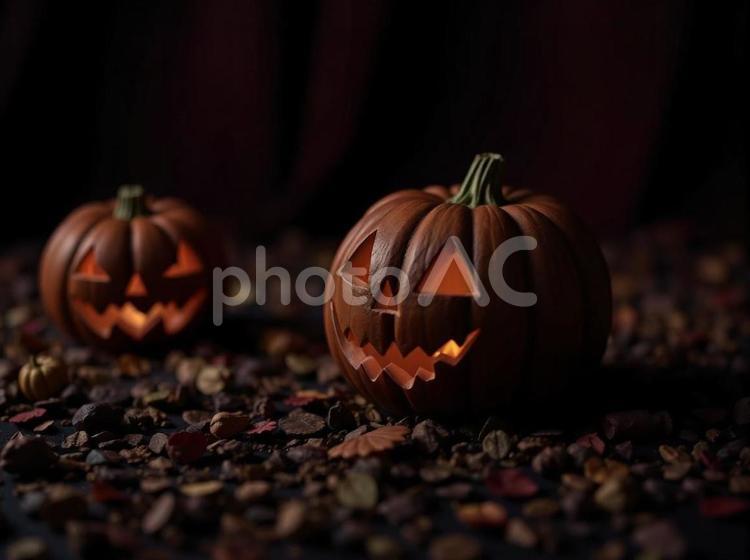 かぼちゃ 秋,ハロウィン,ランタンの写真素材