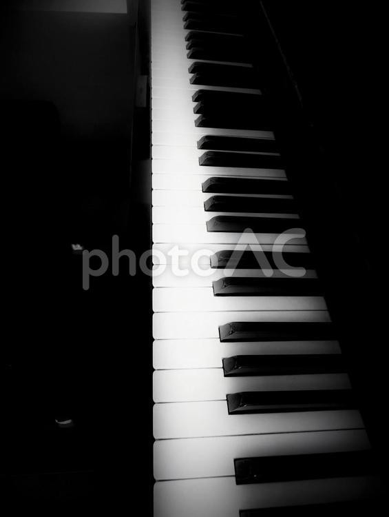 ピアノの鍵盤２　白黒 ピアノ,鍵盤,静寂の写真素材
