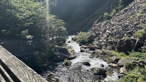 鬼怒川7 鬼怒川7 景色,ゴザ池ノ滝,フライフィッシングの写真素材
