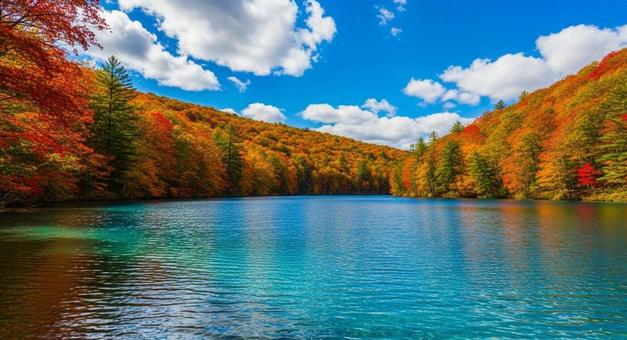 紅葉と湖 紅葉と湖の写真
