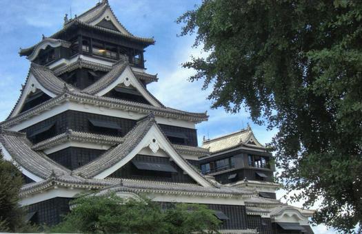 熊本城の風景-23 熊本城,大天守閣,小天守閣の写真素材