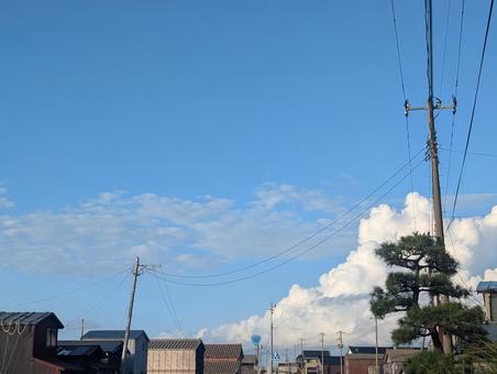 田舎の空と電線 田舎の空と電線 田舎,過疎,地方の写真素材