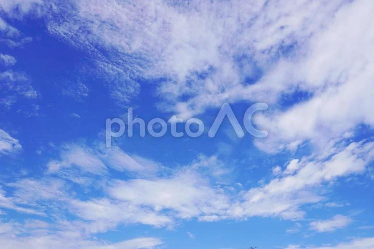 晴天と青と空と曇 晴れ空,青い空,スカイの写真素材