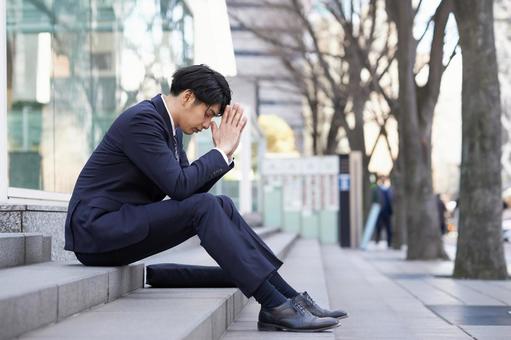 Japanese male businessman suffering from anxiety, JPG Japanese male businessman suffering from anxiety, anxiety, to worry, businessman, JPG