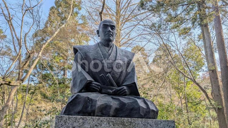 佐和山城の石田三成の銅像 石田三成,銅像,関ヶ原の写真素材