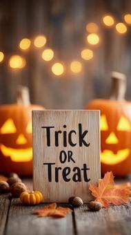 幻想的なボケ背景とハロウィンカボチャ装飾 幻想的なボケ背景とハロウィンカボチャ装飾の写真