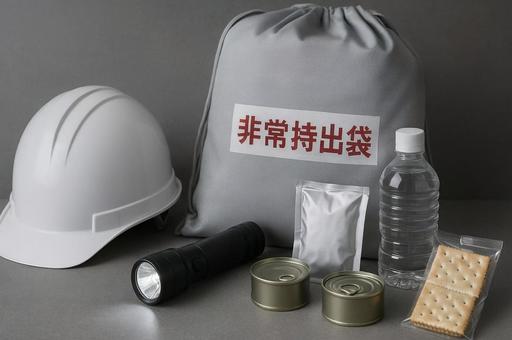非常持出袋と防災用品 非常持出袋と防災用品の写真
