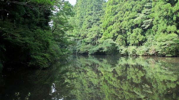 芦ノ湖の湖面に映る晩夏の風景 芦ノ湖の湖面に映る晩夏の風景 芦ノ湖,晩夏,恩賜箱根公園の写真素材