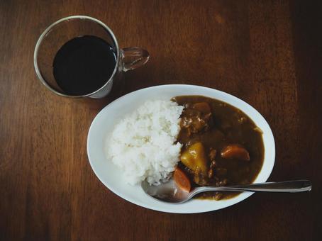 カレーライスとコーヒー カレーライス,コーヒー,美味しいの写真素材