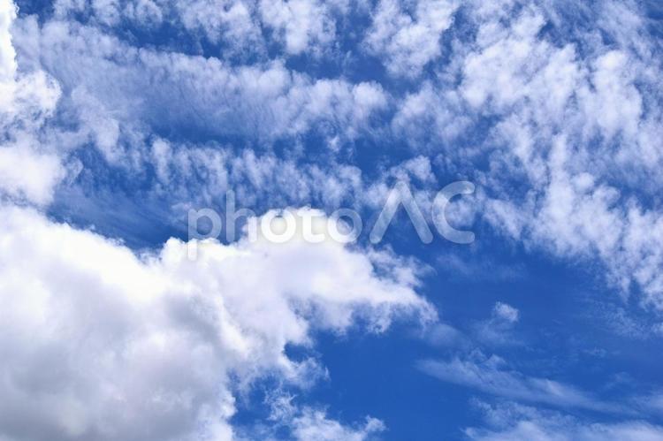 夏の空と夏の雲05 青空,空,白い雲の写真素材