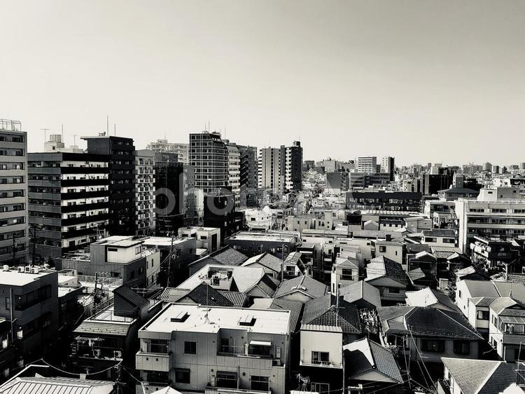 住宅街の風景 町並み,ビル,マンションの写真素材