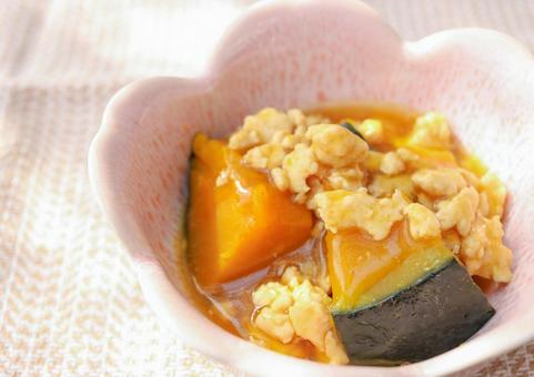 南瓜のそぼろあんかけ かぼちゃ,食べ物,そぼろの写真素材