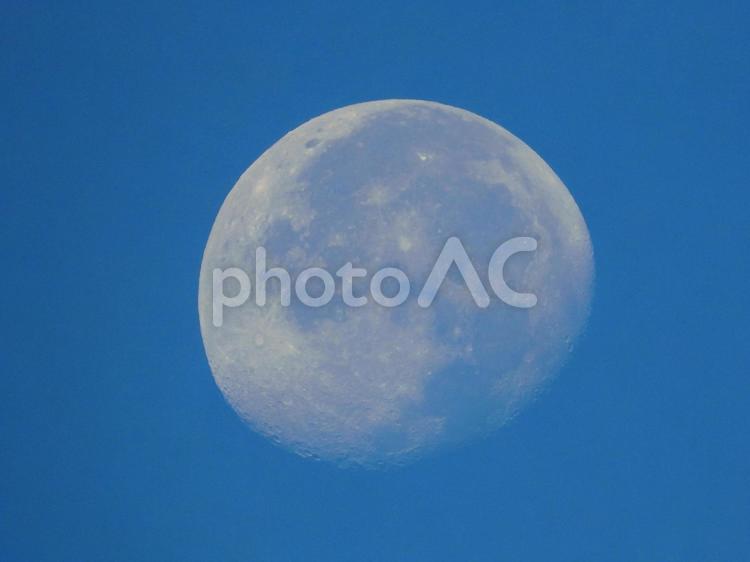 晴れた夏の朝の月 月,衛星,満月の写真素材