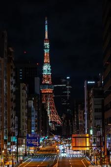 東京タワー　夜景 東京タワー,東京,夜景の写真素材
