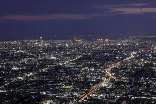 信貴生駒スカイラインから大阪の夜景 夜景,大阪,生駒山の写真素材