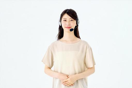 女性オペレーター サポートスタッフ 女性オペレーター サポートスタッフ オペレーター,コールセンター,ガッツポーズの写真素材