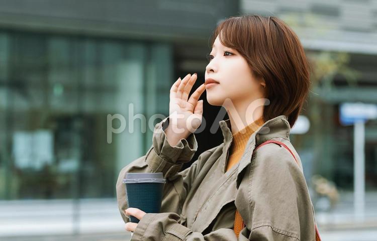 秋の街を歩く女性・ビジネスウーマン 女性,秋,ビジネスの写真素材