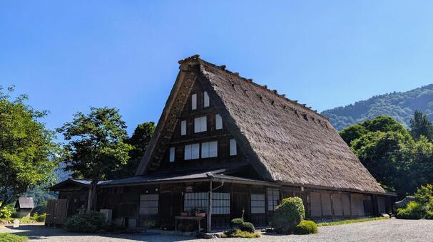 白川郷の合掌造り住宅の夏 白川郷,岐阜県,白川村の写真素材