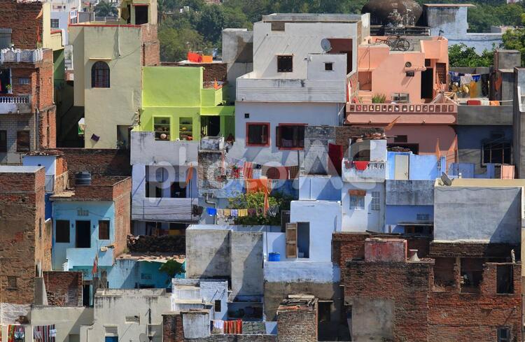 インド　ウダイプル歴史的建造物の町並み 町並み,インド,ウダイプルの写真素材