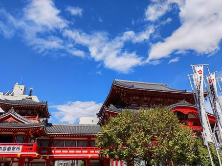 大須観音 参拝,晴天,参道の写真素材