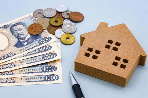家とお金のイメージ素材 家,お金,模型の写真素材