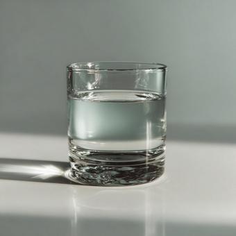 水の入ったコップ 水の入ったコップの写真