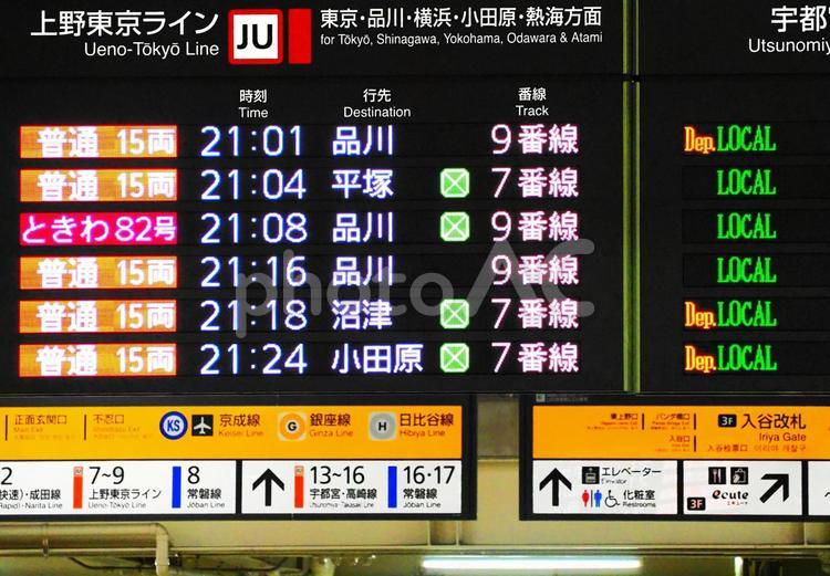 駅の案内表示板 行先表示 時刻表イメージ 駅,帰省ラッシュ,電光掲示板の写真素材