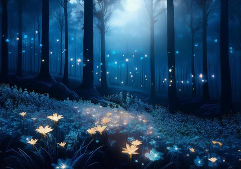 星屑舞う幻想的な森の夜 星屑舞う幻想的な森の夜の写真