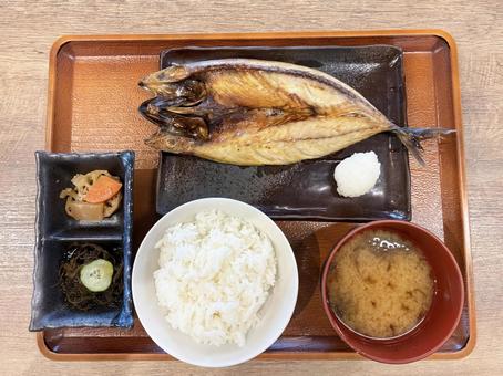 鯖の開き定食 鯖の開き定食 魚料理,定食,焼き魚の写真素材