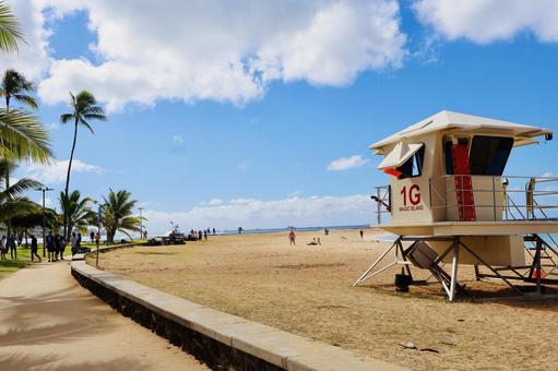 素晴らしい青空 自然,ハワイ,アラモアナビーチの写真素材
