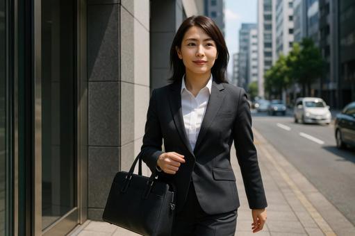 営業に向かう女性社員 営業に向かう女性社員の写真
