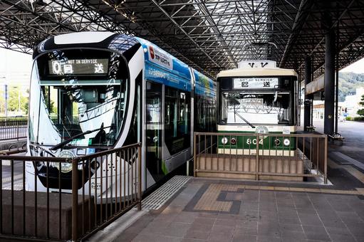 広島電鉄の電車（広島港駅） 広島電鉄,市電,ひろでんの写真素材