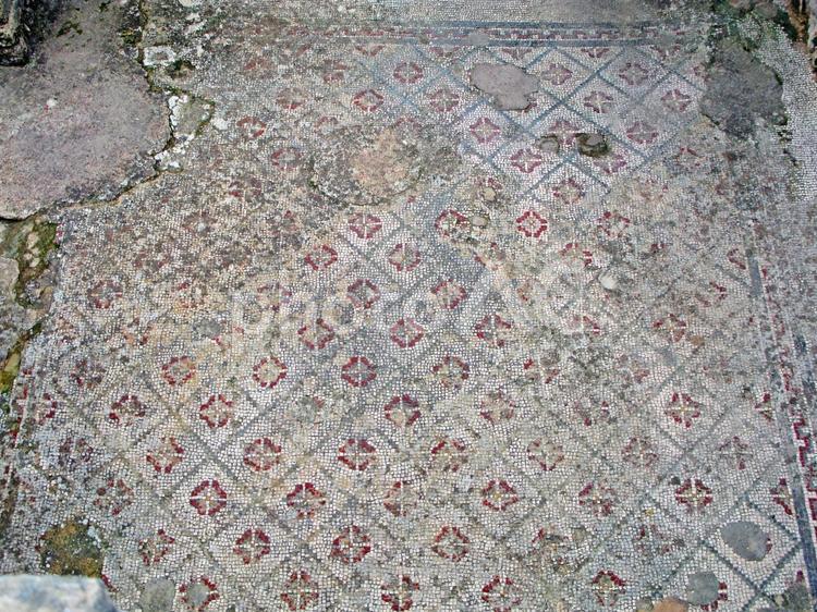 ドゥッガ遺跡トリフォリウムの家モザイク画 チュニジア,ドゥッガ,ドゥッガ遺跡の写真素材