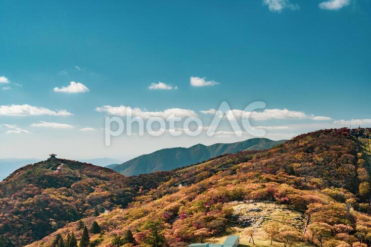三重県-御在所岳【紅葉】 紅葉,もみじ,山並みの写真素材