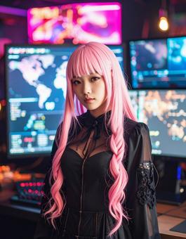 サイバーパンク・黒レースコスの彼女 サイバーパンク・黒レースコスの彼女の写真
