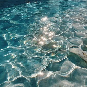 水面下から見上げたような、光あふれる水紋 水面下から見上げたような、光あふれる水紋の写真