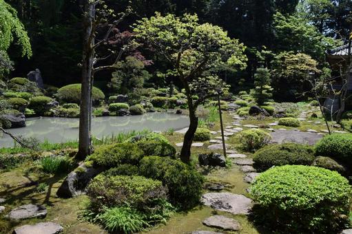 玉川寺庭園 国指定文化財 山形県鶴岡市 玉川寺庭園,玉川寺,ぎょくせんじの写真素材