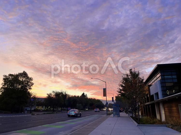 クパチーノの夕焼け 夕焼け,夕暮れ,空の写真素材