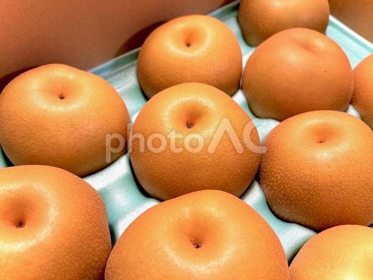 箱詰めされた梨 03 梨,なし,有りの実の写真素材
