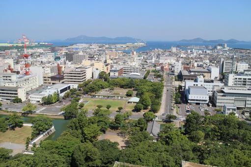 丸亀城からの眺め4 丸亀城からの眺め4 街並み,展望,丸亀城の写真素材