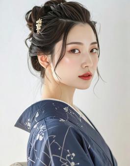浴衣姿の日本人女性のポートレイト 浴衣姿の日本人女性のポートレイトの写真