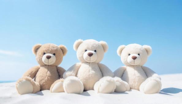 かわいいテディベア、天日干し かわいいテディベア、天日干しの写真