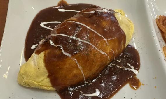 オムライス オムライス,洋食,デミグラスソースの写真素材