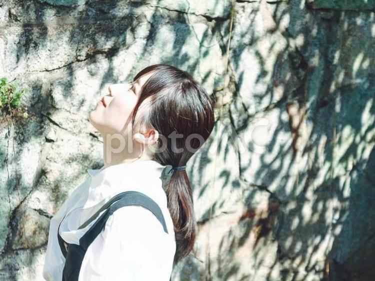 上を見上げる女性 女性,さわやか,女の写真素材