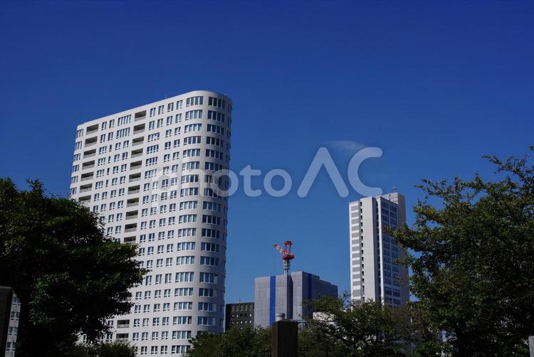 快晴の空と南青山2丁目の風景 ビル,都市風景,快晴の写真素材
