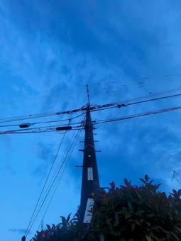 夜空と電柱 夜空と電柱の写真