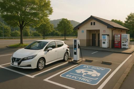 SAに停車中のEV SAに停車中のEVの写真
